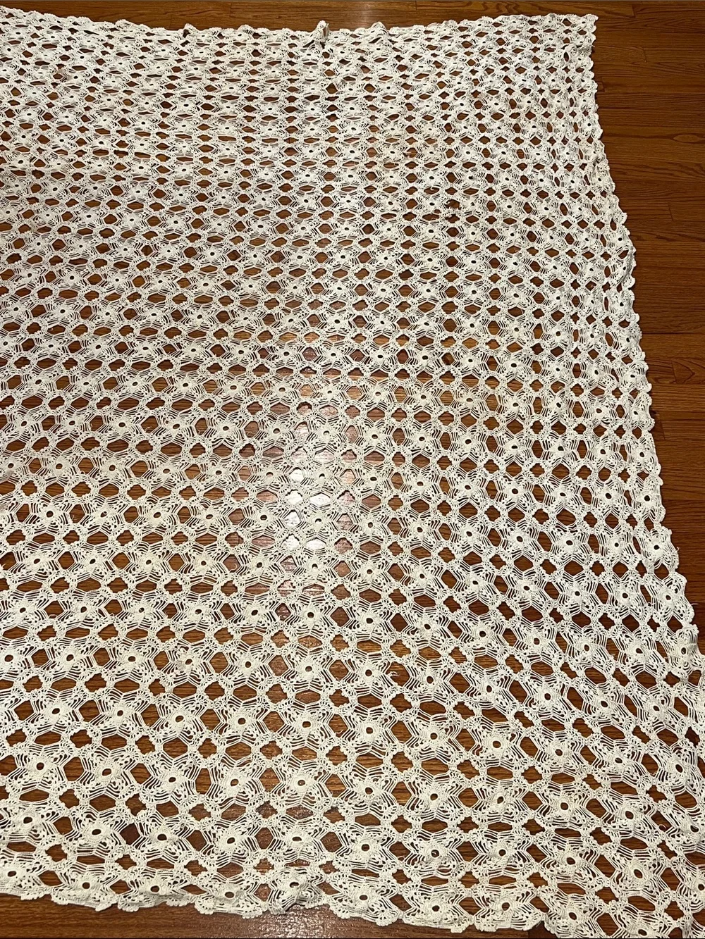 Handmade Crochet Bed Throw Blanket/tablecloth in Cream